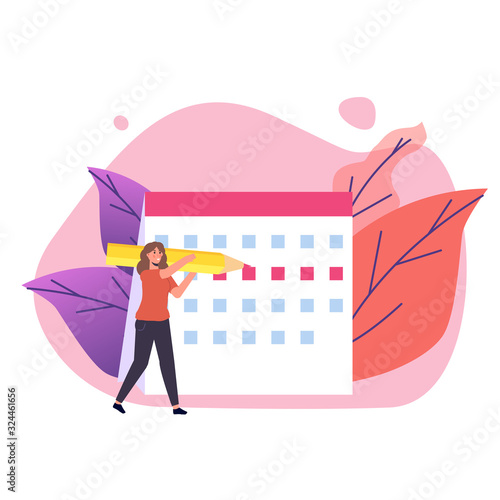 Woman monthly periods,  menstrual cycle calendar. Vector illustration.