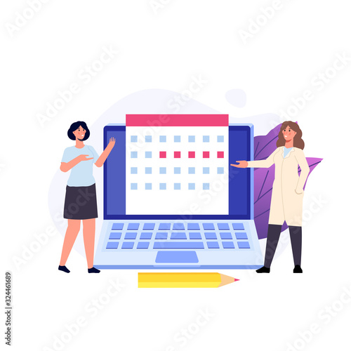 Woman monthly periods,  menstrual cycle calendar. Vector illustration.