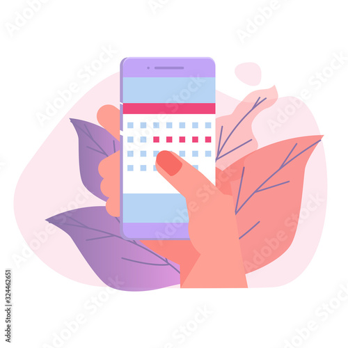 Woman monthly periods,  menstrual cycle calendar. Vector illustration.