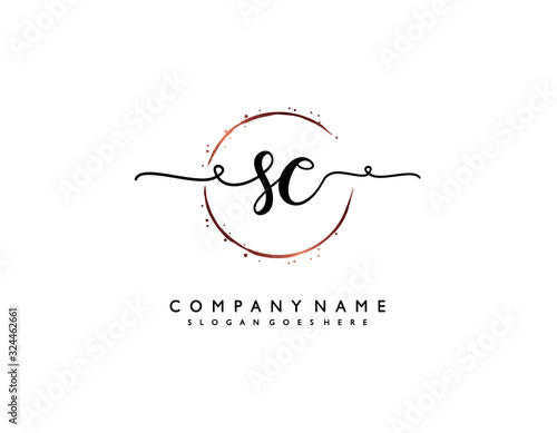 letter SC CS minimalist feminine handwriting logo. vector design of wedding invitation badges, fashion, beauty,