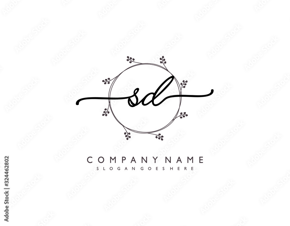 letter SD DS minimalist feminine handwriting logo. vector design of ...