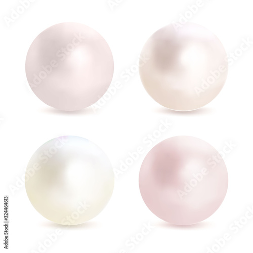 Pearl vector set on white background. 