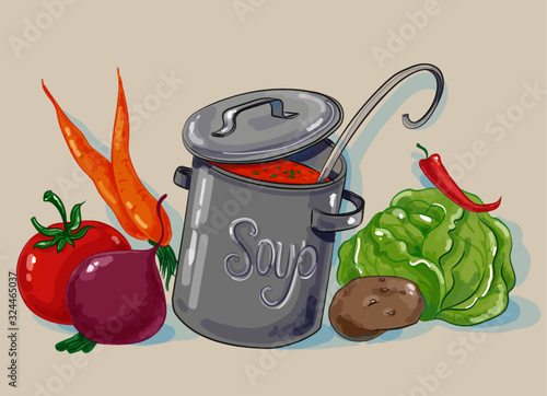 vegetables soup in a pot