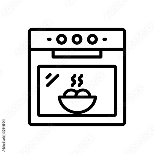 Black line icon for oven 
