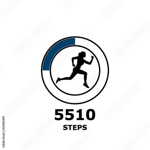 Run or fitness steps tracker app icon isolated on white background