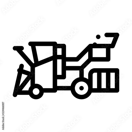 Harvester Machine Icon Vector. Outline Harvester Machine Sign. Isolated Contour Symbol Illustration