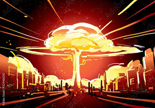 Nuclear bomb explosion illustration vector