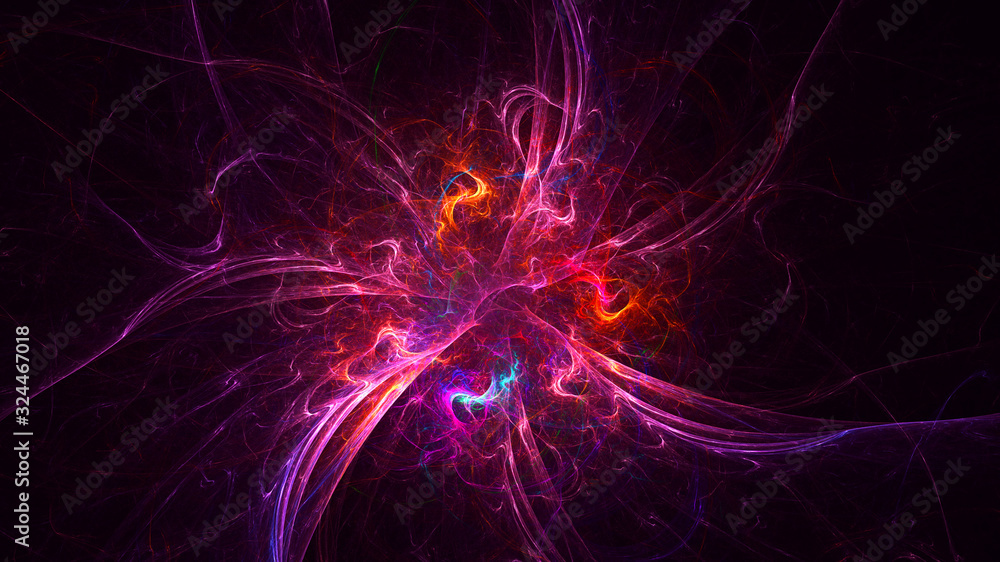  3D rendering abstract red fractal light background