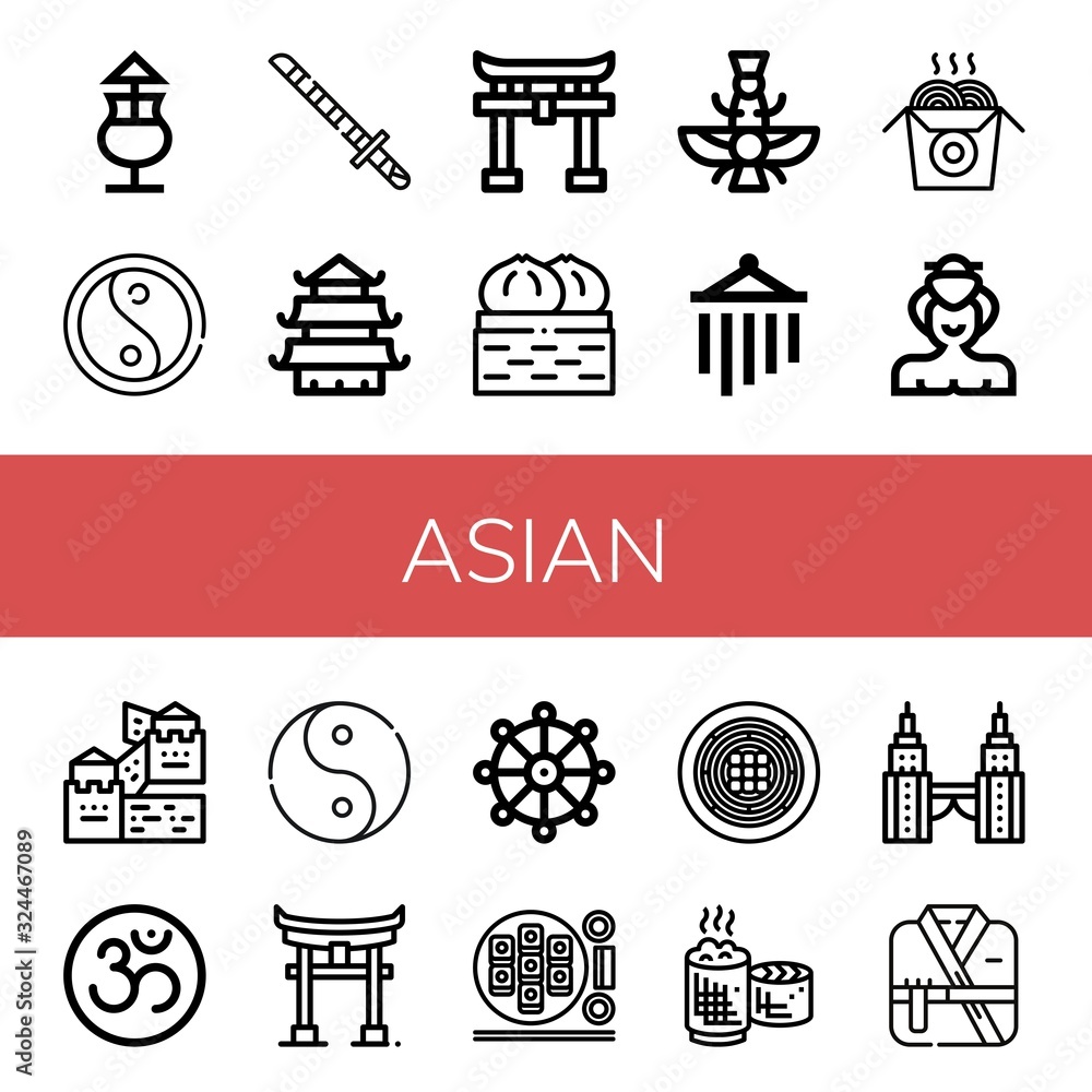 Naklejka premium asian simple icons set