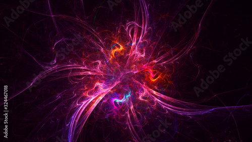 3D rendering abstract red fractal light background