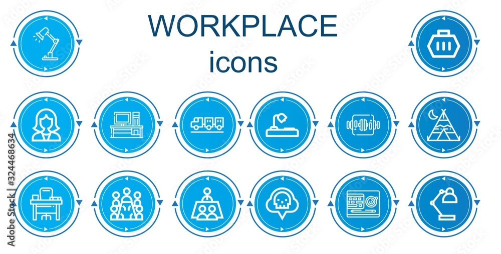 Editable 14 workplace icons for web and mobile Editable 14 workplace icons for web and mobile