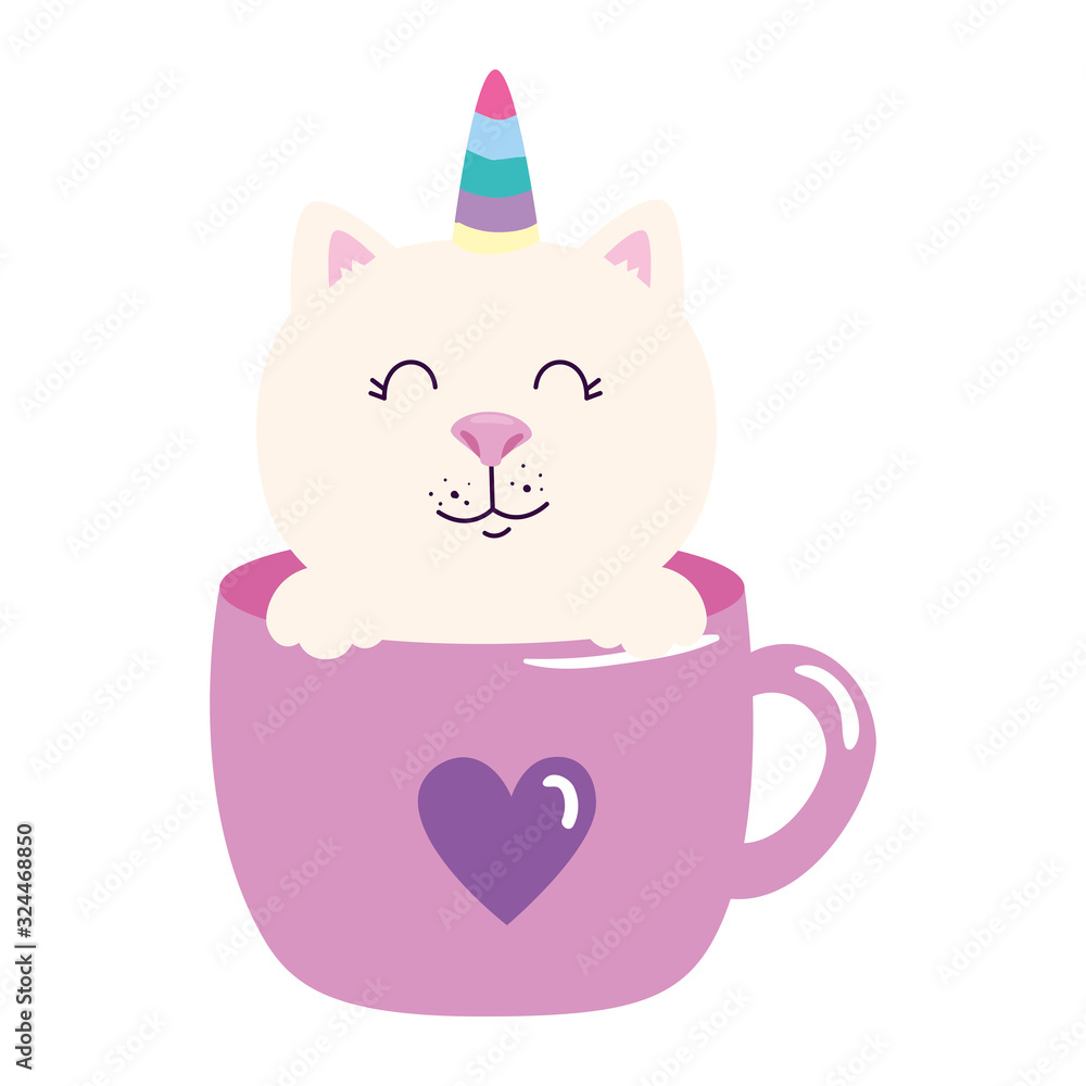 cute cat unicorn fantasy in cup icon vector illustration design cute cat unicorn fantasy in cup icon vector illustration design