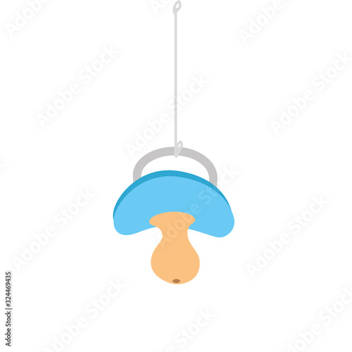 cute pacifier baby hanging isolated icon vector illustration design