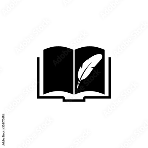 Write book with feather pen logo isolated on white background