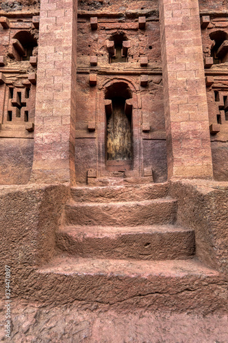 Orthodox underground monolith church carved into rock. UNESCO World Heritage Site, Lalibela Ethiopia, Africa photo