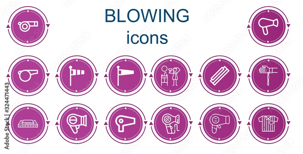 Editable 14 blowing icons for web and mobile Editable 14 blowing icons for web and mobile