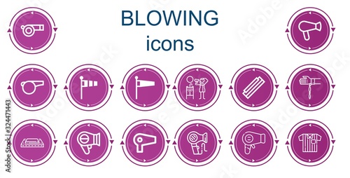 Editable 14 blowing icons for web and mobile
