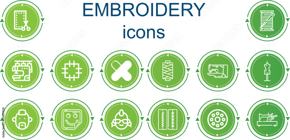 Editable 14 embroidery icons for web and mobile Editable 14 embroidery icons for web and mobile