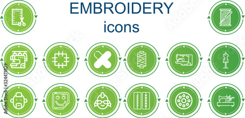 Editable 14 embroidery icons for web and mobile