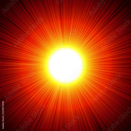 Red Hot Sun Ray Radiant Abstract Background Vector Illustration