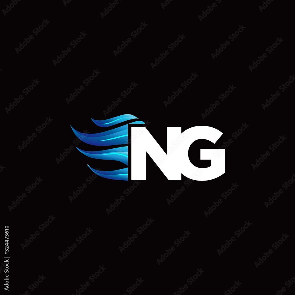 NG monogram logo with blue fire style design template Stock Vector