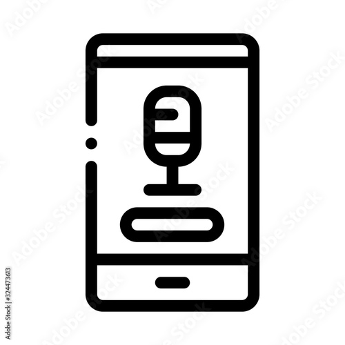 Phone Recording Icon Vector. Outline Phone Recording Sign. Isolated Contour Symbol Illustration