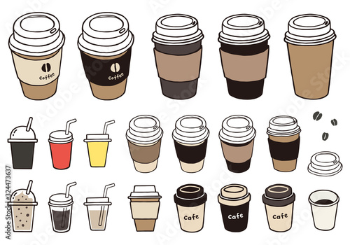 コーヒーの紙カップの手描き風イラスト