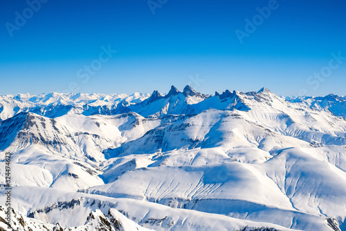 Aiguilles D'arves in French alps from Alpe d'Huez photo