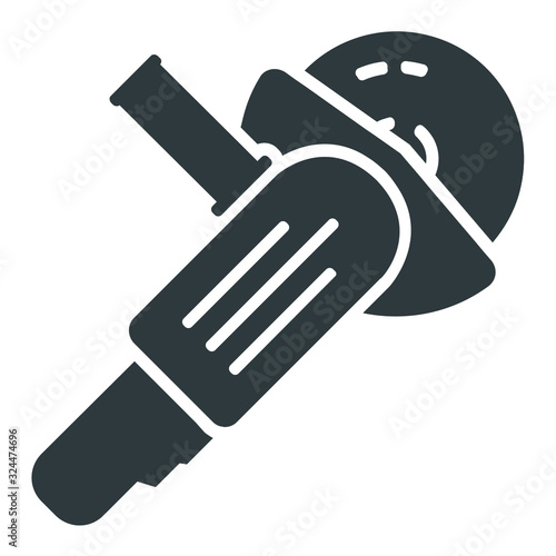 Carpentry cutting tool hand saw circle icon on white background	