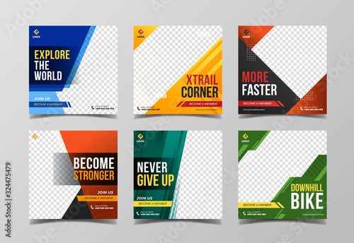 Sport square banner template for social media post, web banner and flyer