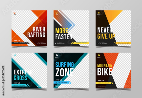 Extreme sport social media banner template collection