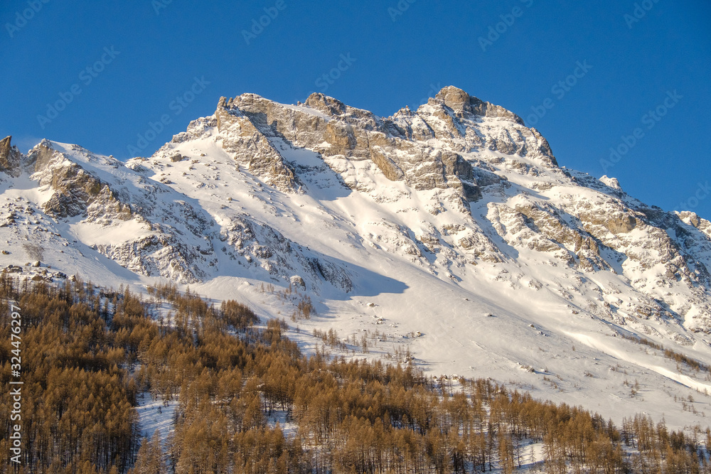 Snow covered French alps