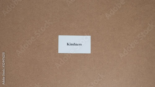 fast changing blinking CORE VALUE words on paper cards - stop motion, Top shot.