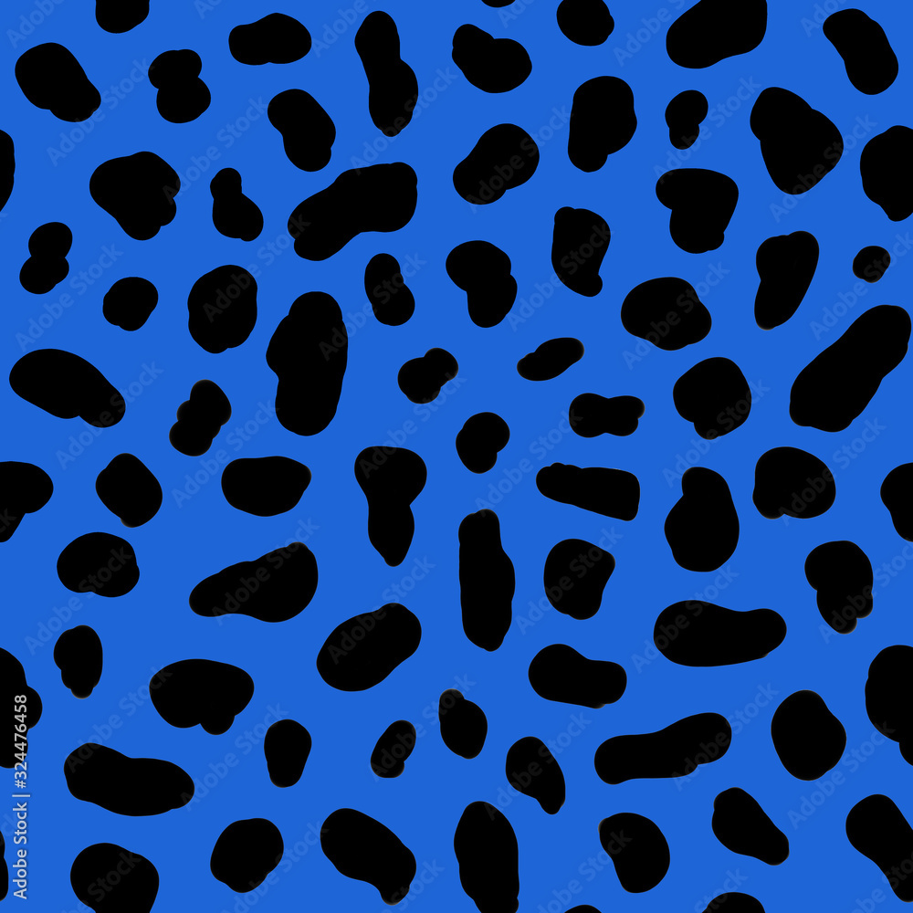 Blue Cow Spots Animal Print Pattern Satin Ribbon