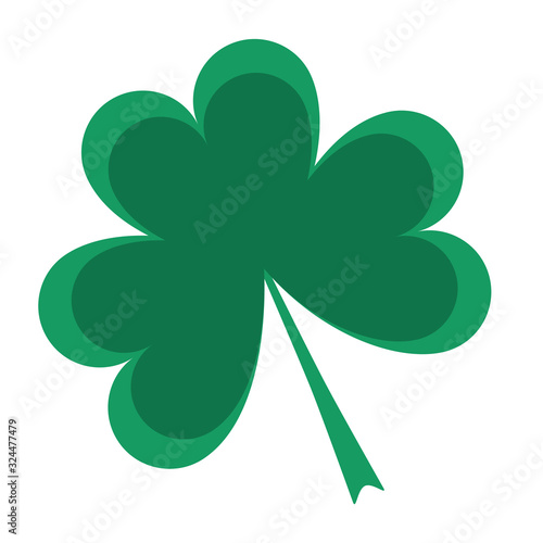 Classic clover with three leaves and dark green center flat vector illustration
