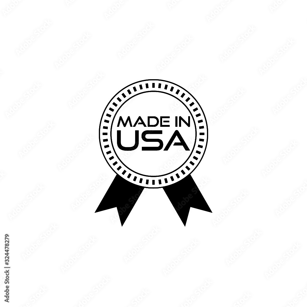 Black Made in USA badge isolated on white background