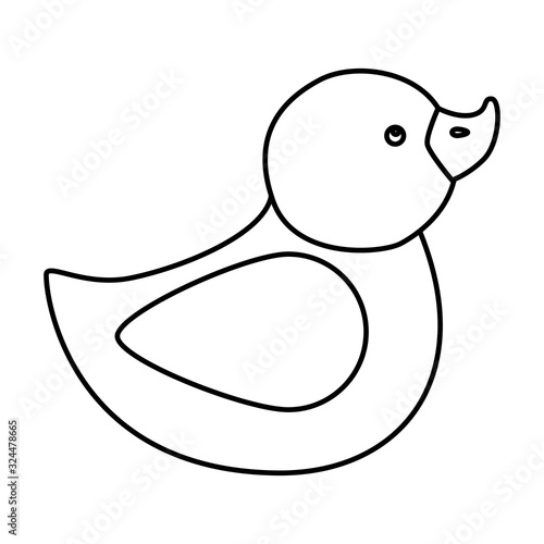 cute duck rubber line style icon vector illustration design