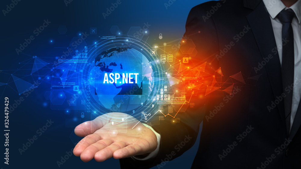 Elegant hand holding ASP.NET inscription, digital technology concept Elegant hand holding ASP.NET inscription, digital technology concept