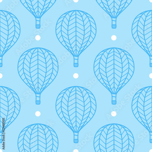Seamless pattern with hot air balloon on blue - Vector background for Your design