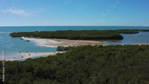 Wallpaper Mural Aerial 4K UHD drone footage of a Dog Beach in the Everglades region, close to Miami and Key West in Florida. The turquoise Atlantic Ocean is surrounding the hundreds of coral reef islands. Torontodigital.ca
