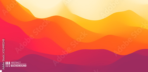 Landscape with mountains and sun. Sunset. Mountainous terrain. Abstract background. Vector illustration. © Login