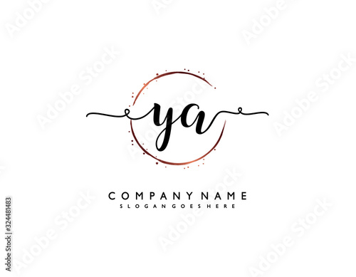 letter YA AY minimalist feminine handwriting logo. vector design of wedding invitation badges, fashion, beauty,