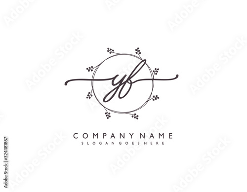 letter YF FY minimalist feminine handwriting logo. vector design of wedding invitation badges, fashion, beauty,