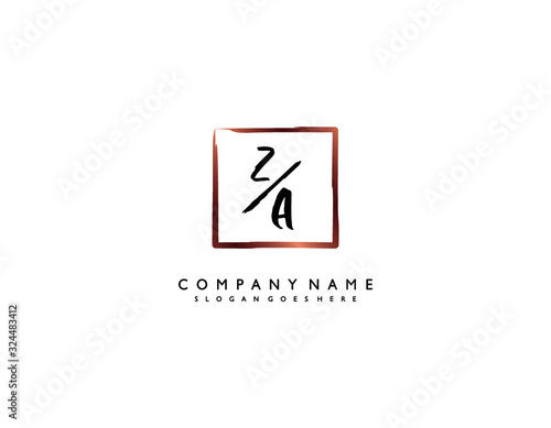 letter ZA AZ minimalist feminine handwriting logo. vector design of wedding invitation badges, fashion, beauty, photo