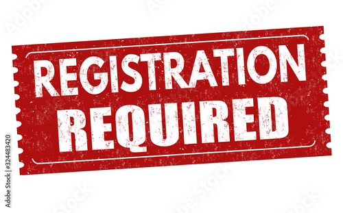 Registration required sign or stamp