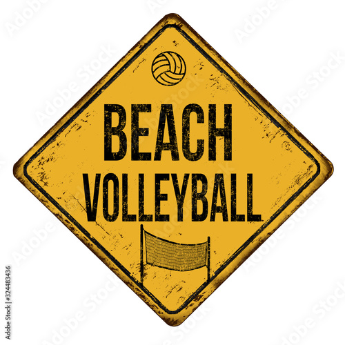 Beach volleyball vintage rusty metal sign