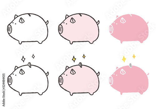 ぶたの貯金箱のイラスト