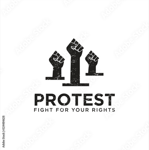 Leinwand Poster Hand Fist Protest Logo Design Revolution Raised Fist Logo Vector Design