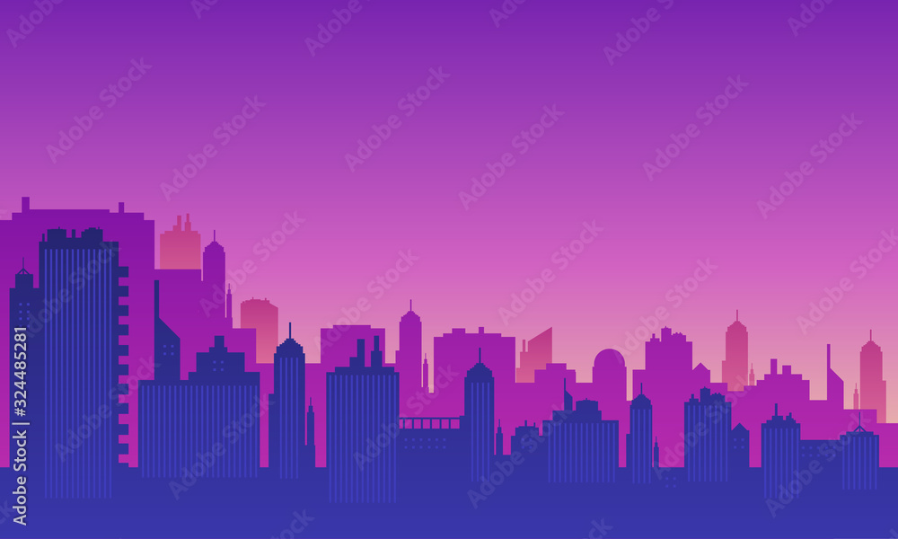 Background of a city in the afternoon with many buildings.