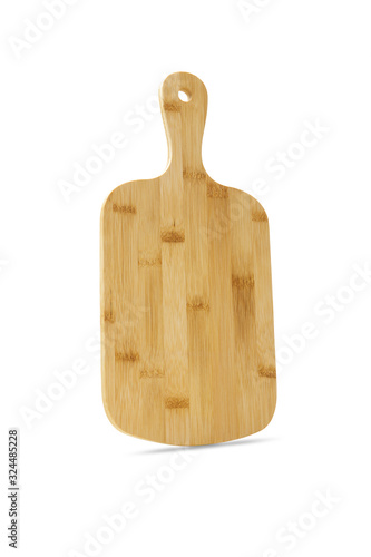 Bamboo wood cutting board, handmade wood cutting board on white background included clipping path.